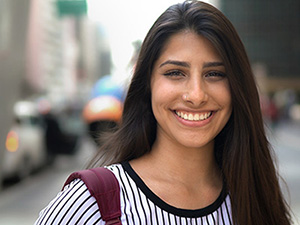 smiling young woman student intern